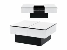 Table basse de salon rangement panneau de particules 80 cm noir blanc helloshop26 03_0006150