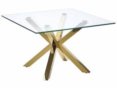 Table basse en verre avec pieds dorés 70 x 70 cm starlight
