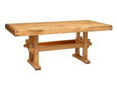 Table country rustique en bois de tilleul naturel massif