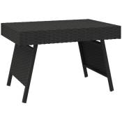 Table d'appoint pliable noir 60x40x38 cm résine tressée vidaXL - Noir