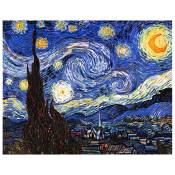 Tableau impression sur toile Nuit Étoilée Vincent Van Gogh 50x70cm