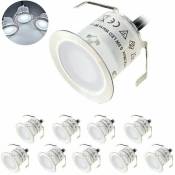 Tigrezy - Lot de 10 Mini Spot LED Encastrable Extérieur- IP67 Étanche-Lumière Blanc du Jour 4500K-Lampe de sol 32MM 0.6W DC12V