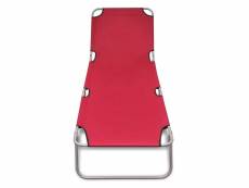 Vidaxl chaise longue pliable acier enduit de poudre rouge 41479