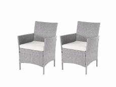 2x fauteuil de jardin halden en polyrotin ~ gris, coussin