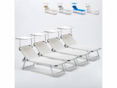 4 bains de soleil de plage en aluminium avec pare-soleil nettuno Beach and Garden Design
