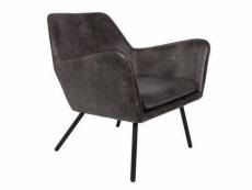 Alabama - fauteuil de salon aspect cuir vintage noir