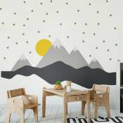 Ambiance-sticker - Stickers enfant montagnes scandinaves nordika 60 x 90 cm