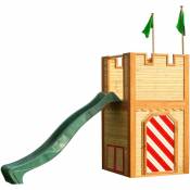 Arthur Maison Enfant avec Toboggan vert Aire de Jeux pour l'extérieur Maisonnette / Cabane de Jeu en Bois fsc - Marron - AXI