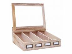 Boîte de rangement hwc-c25, boîte à thé boîte à bijoux caisse, paulownia 17x37x33cm ~ brun naturel