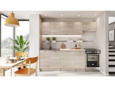 Bona - cuisine complète modulaire + linéaire l 240 cm 7 pcs - plan de travail inclus - ensemble armoires meubles cuisine - sonoma