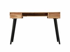 Bureau table meuble travail informatique à écrire bois d'acacia massif 118 cm helloshop26 0502113