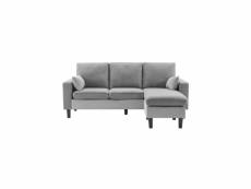 Canapé d'angle réversible - tissu gris clair et blanc - l 194 x p 139 x h 83 cm - boston MLMBOSTONBLGR