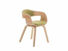 Chaise de bureau sans roulettes visiteur en tissu et bois design retro et confort maximal naturel et vert bur10540