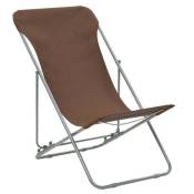 Chaise de jardin pliante tissu marron et métal Ecio