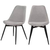 Chaise en tissu gris clair chiné et pieds en métal
