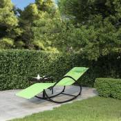 Chaise longue à bascule Vert Acier et textilène -