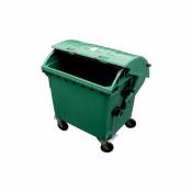 Container poubelle plastique 1,1m3 couvercle arrondi vert