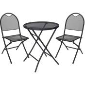 Ensemble table de jardin ronde anthracite + 2 chaises