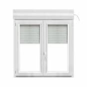 Fenêtre PVC 2 vantaux oscillo-battant + volet roulant électrique GoodHome blanc - l.120 x h.105 cm
