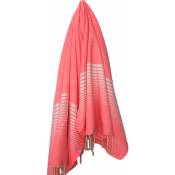 Fouta 100 cm x 200 cm Miami rose fluo rayures blanches