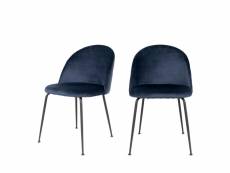 Geneve - lot de 2 chaises en velours et métal - couleur