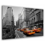 Hxadeco - Tableau photo taxis jaunes en plein new york - 80x50 cm - Gris