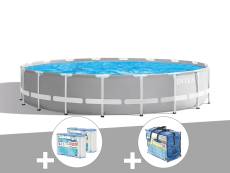 Kit piscine tubulaire Intex Prism Frame ronde 5,49 x 1,22 m + Bâche à bulles + 6 cartouches de filtration