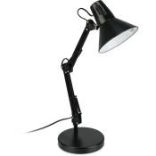 Lampe de bureau, articulée, abat-jour inclinable, douille E27,éclairage de table chambre rétro, noir - Relaxdays
