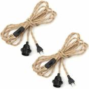 Linghhang - 2 paires de câbles de ficelle de lustre 4,5 m, interrupteur de douille E27 avec cordon de câble d'ampoule pour lustre bricolage lustre
