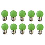 Lot de 10 ampoules led verte E27 couleur - gros culot