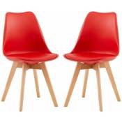 Lot de 2 chaises de salle à manger design contemporain scandinave-Rouge