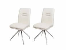 Lot de 2 chaises de salle à manger hwc-h70, chaise de cuisine tissu/textile inox brossé ~ crème-beige