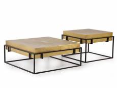 Lot de 2 tables basses, coloris cuivre en fer et aluminium