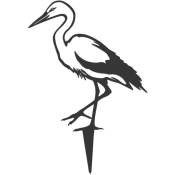 Metalbird - Oiseau sur pique cigogne blanche en acier