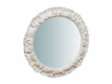 Miroir, miroir mural rond, à accrocher au mur horizontal vertical, shabby chic, maquillage, salle de bain, cadre au fini blanc antique, l54xp4,5xh54 c