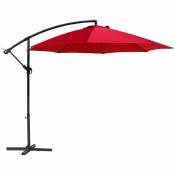 Mobili Rebecca - Rebecca Mobili Parapluie de jardin Parasol Rouge 3x3 en Acier Décentralisé Ouverture à manivelle
