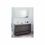 Ondée - Meuble salle de bain blanc à poser 120cm portes+tiroirs livré monté - lancelo