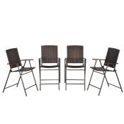 Outsunny Ensemble 4 chaises de jardin pliables résine tressée acier anticorrosion 58 x 66 x 107,5 cm brun