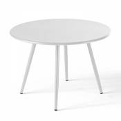 Oviala - Table basse de jardin ronde en métal blanc