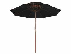 Parasol double avec mât en bois noir 270 cm