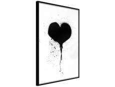 Paris prix - affiche murale encadrée "graffiti heart" 20 x 30 cm noir