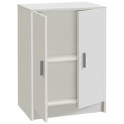 Pegane - Armoire basse en bois de 2 portes, blanc - Dim : H80 x L59 x P37 cm