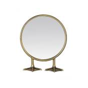 Petit miroir rond sur pied de canard doré 25x9,5x29,5cm