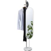 Portemanteau avec grand miroir pivotant, Porte-vêtements chambre dressing entrée, 175 cm de haut, acier blanc - Relaxdays