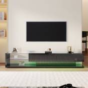 Redom - Meubles tv, lowboards, meubles de salon brillants. Cloisons vitrées et éclairage led variable. Il combine un style naturel et rustique avec