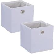 Relaxdays - Boîtes de rangement, caisses en tissu, lot de 2, HxLxP : 30,5 x 30,5 x 30,5 cm, bacs pliables, blanc