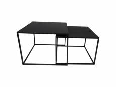 Set de 2 tables basses carrés - fer - noir - 55 x