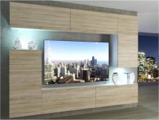 Slide - ensemble meubles tv + led - unité murale moderne - largeur 250 cm - mur tv à suspendre - aspect bois - sonoma