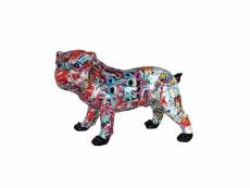 Statue bulldog anglais collage multicolore en résine