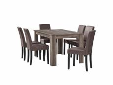 Table à manger avec 6 chaises marron 140 x 90 cm brun helloshop26 03_0004074